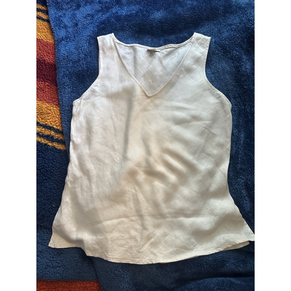 J. Jill vintage LINEN top Blouse Tank Shirt Beige Cream Size Small